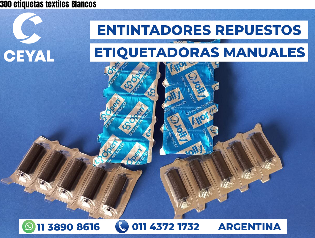 300 etiquetas textiles Blancos