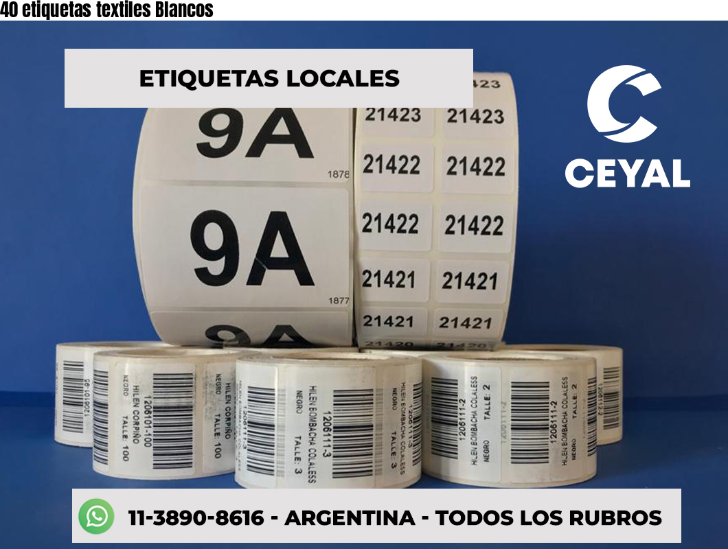 40 etiquetas textiles Blancos