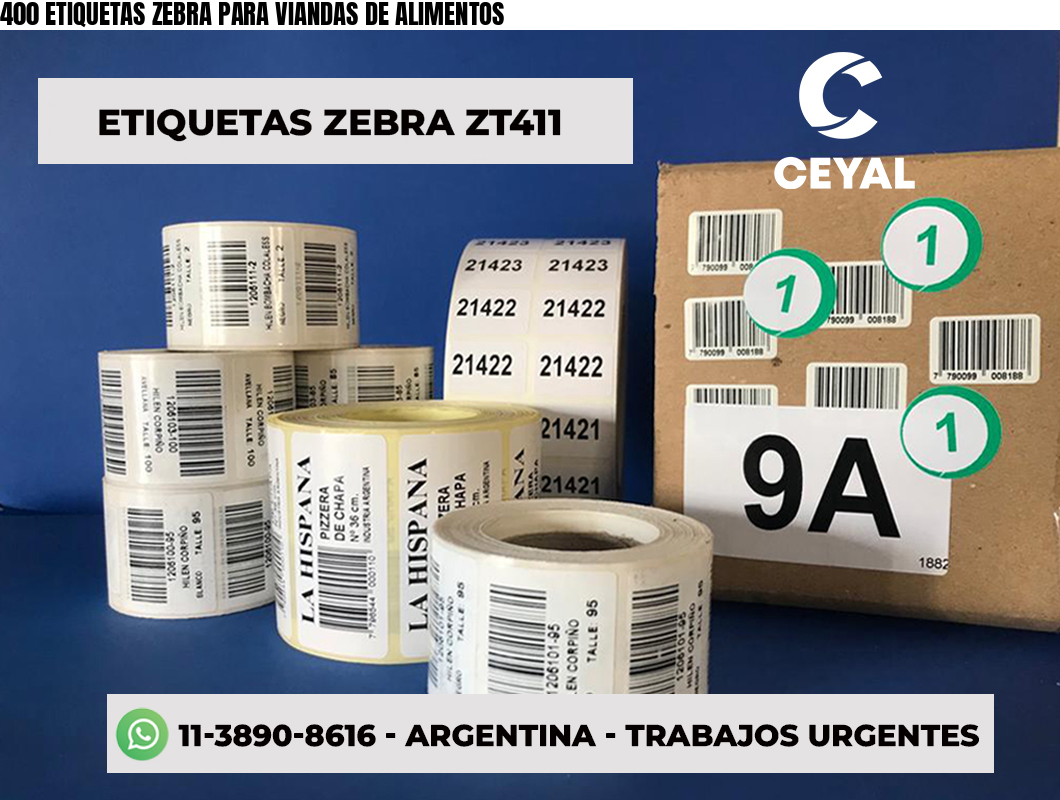 400 ETIQUETAS ZEBRA PARA VIANDAS DE ALIMENTOS