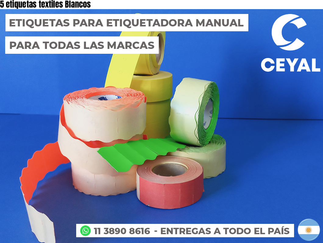 5 etiquetas textiles Blancos