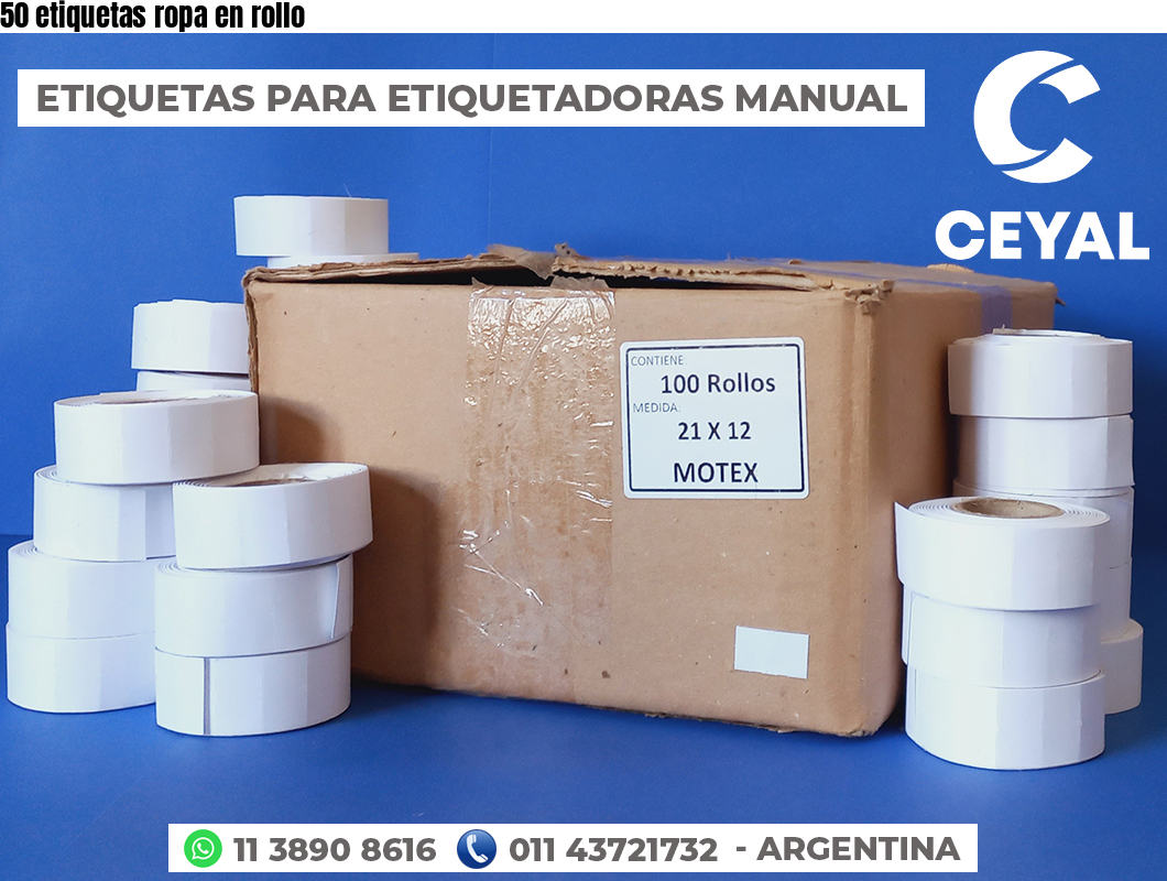 50 etiquetas ropa en rollo