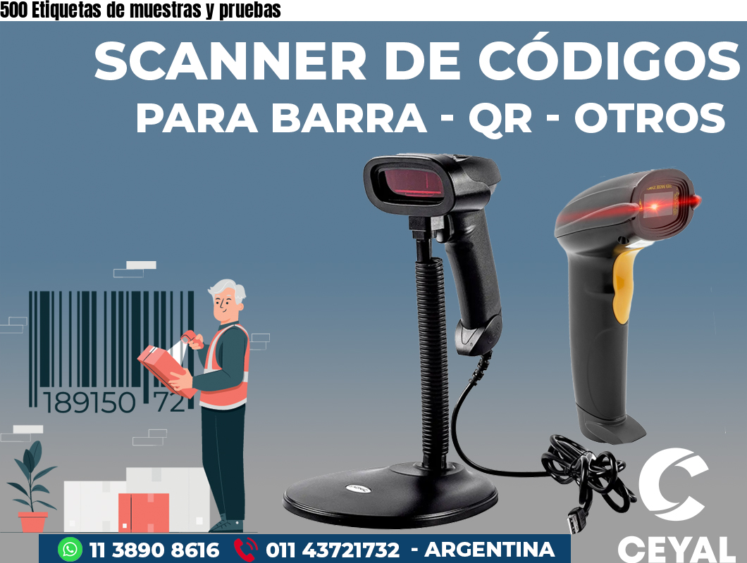 500 Etiquetas de muestras y pruebas