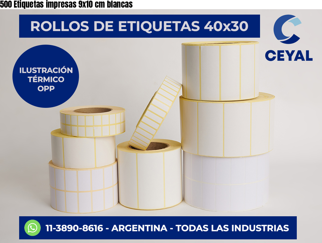 500 Etiquetas impresas 9×10 cm blancas