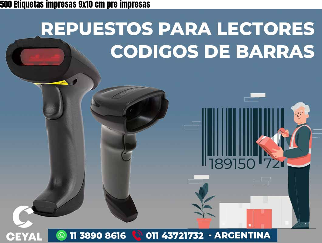 500 Etiquetas impresas 9x10 cm pre impresas
