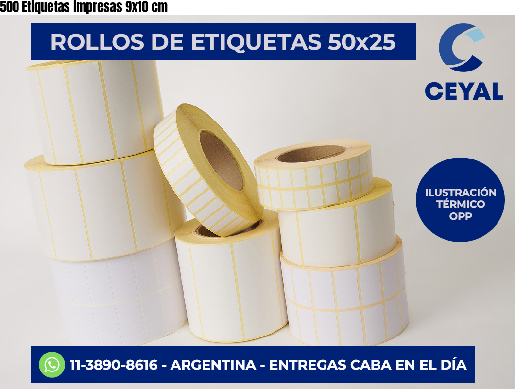 500 Etiquetas impresas 9×10 cm