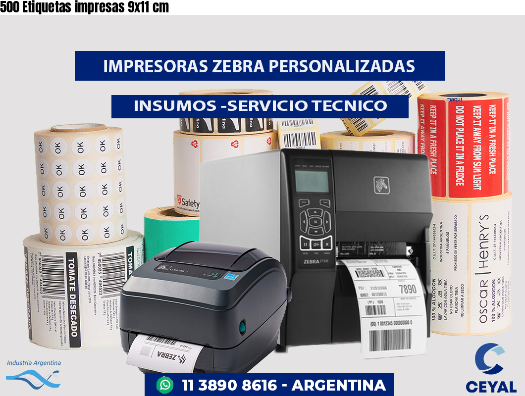 500 Etiquetas impresas 9x11 cm