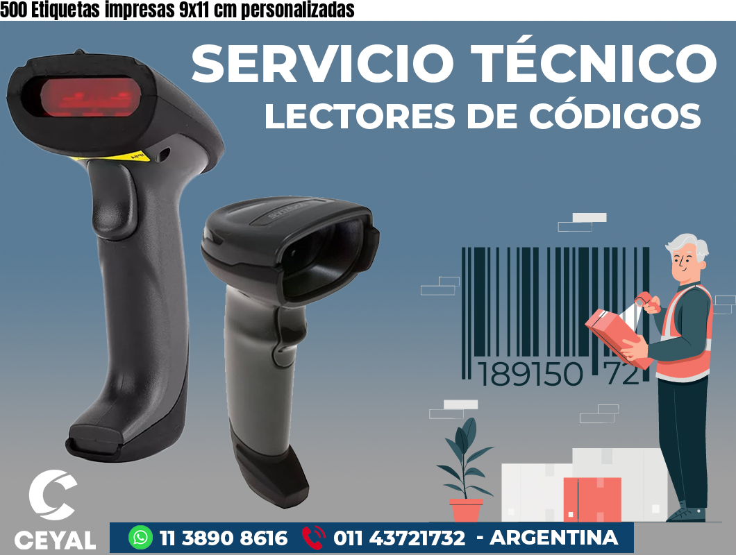500 Etiquetas impresas 9x11 cm personalizadas