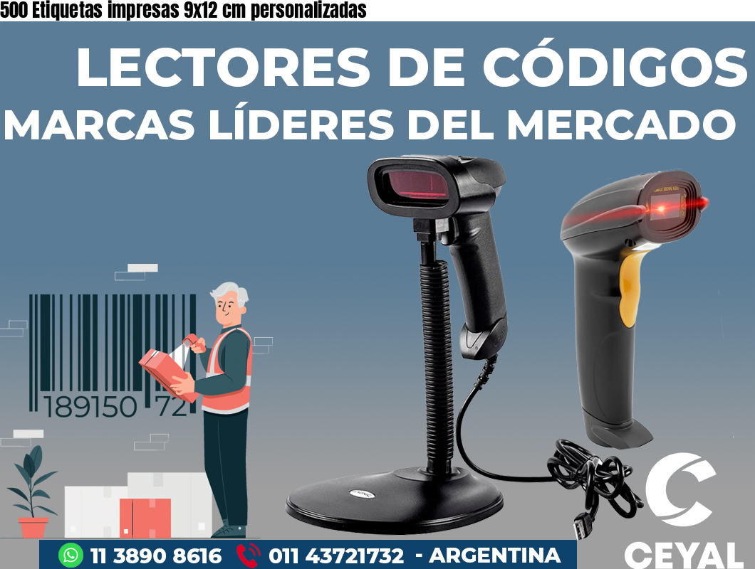 500 Etiquetas impresas 9x12 cm personalizadas