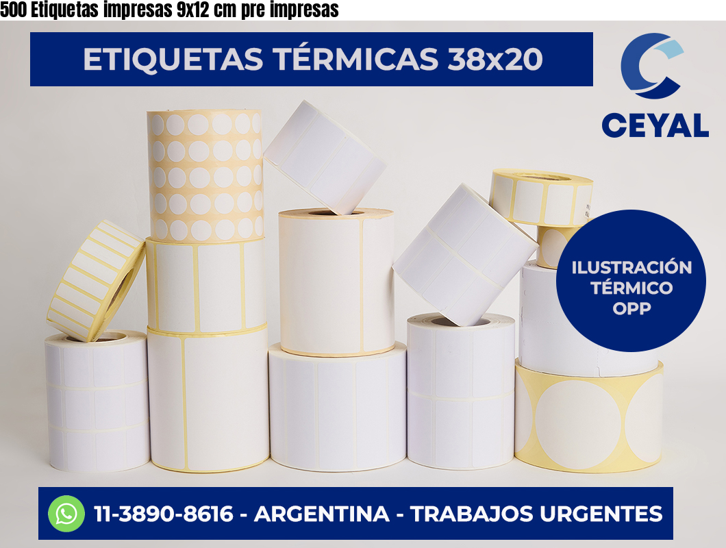 500 Etiquetas impresas 9×12 cm pre impresas