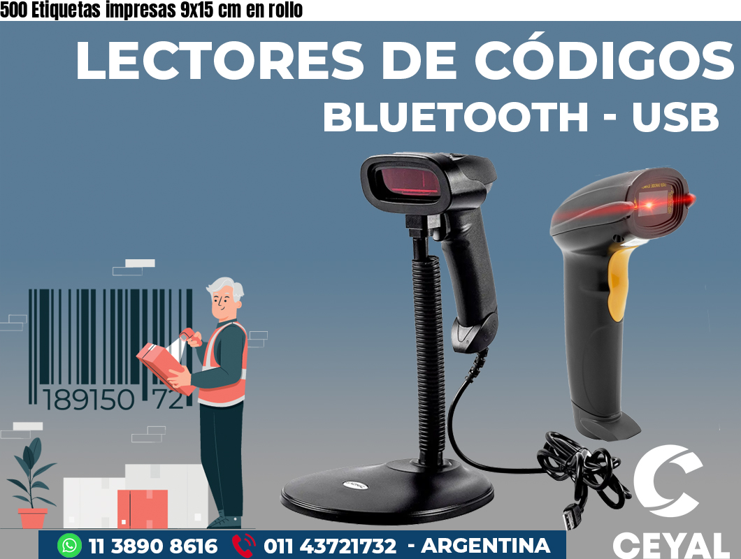 500 Etiquetas impresas 9x15 cm en rollo