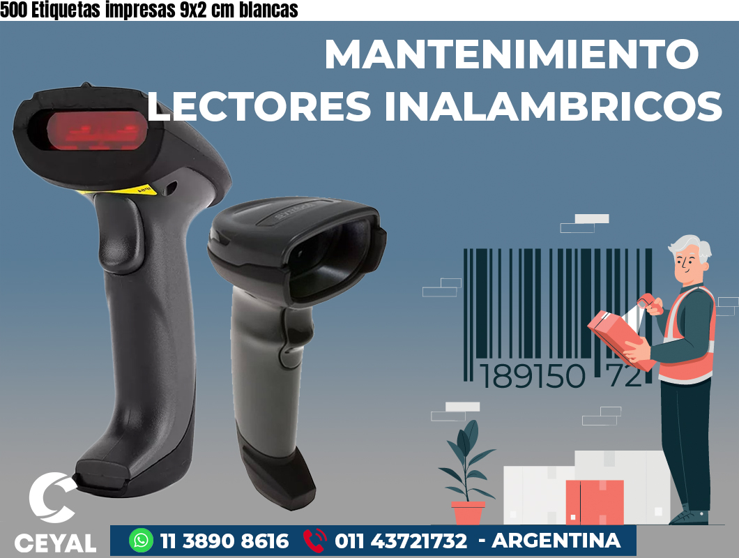 500 Etiquetas impresas 9x2 cm blancas