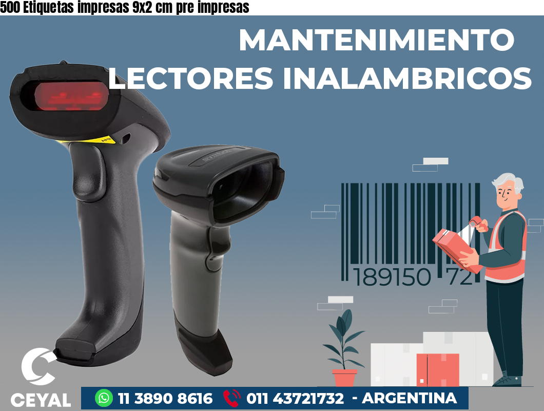 500 Etiquetas impresas 9x2 cm pre impresas
