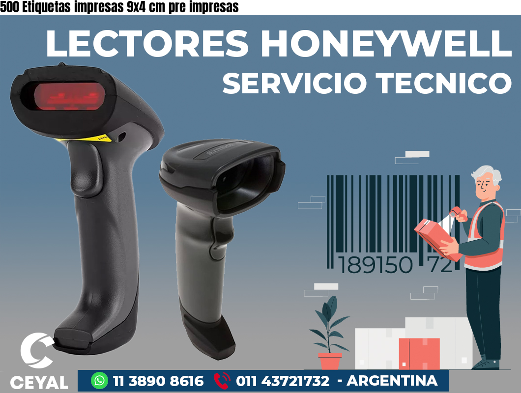 500 Etiquetas impresas 9x4 cm pre impresas