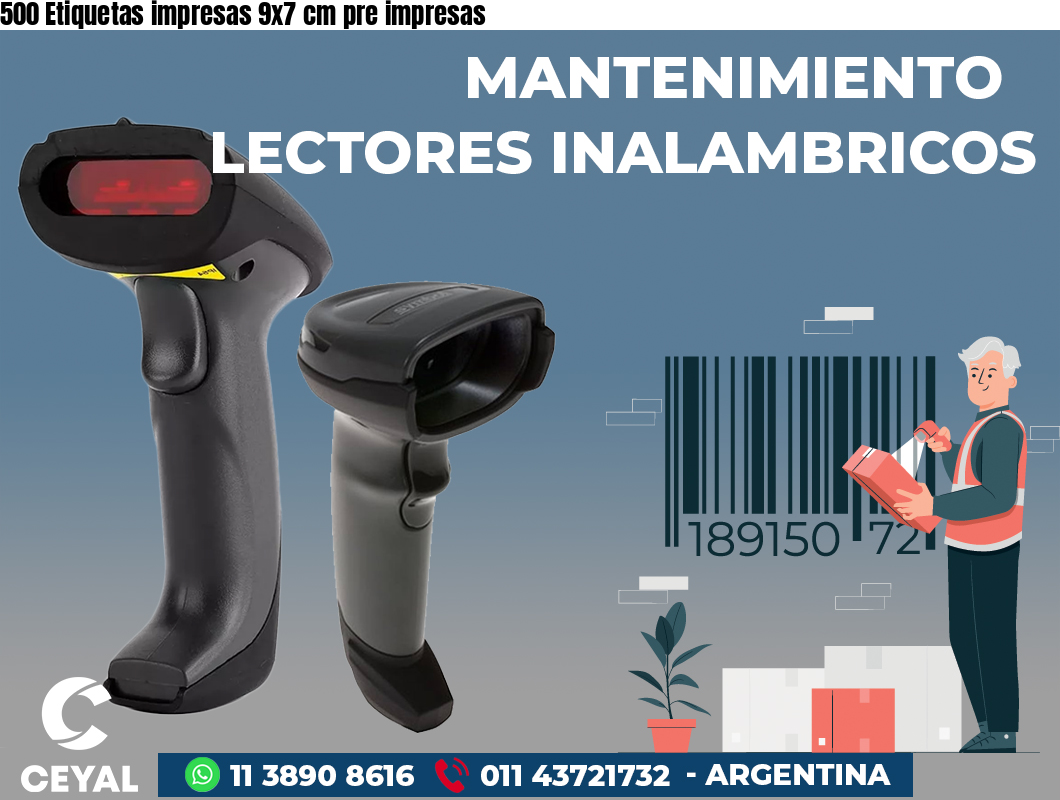 500 Etiquetas impresas 9x7 cm pre impresas