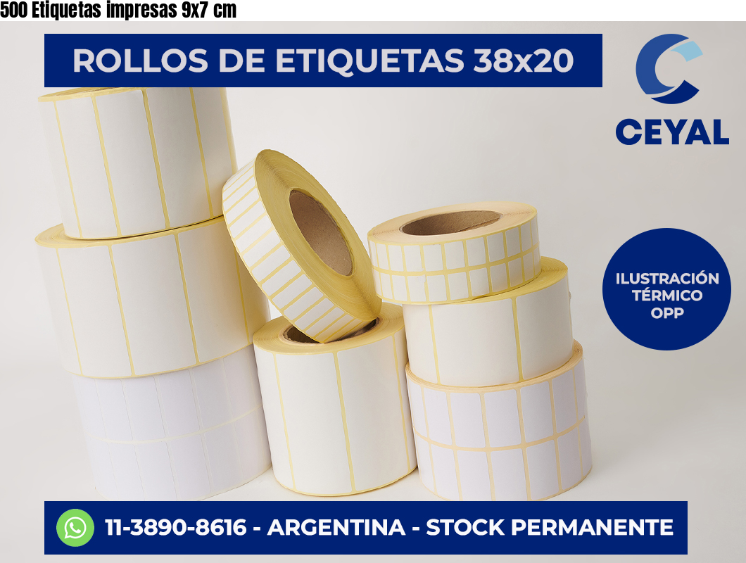 500 Etiquetas impresas 9×7 cm