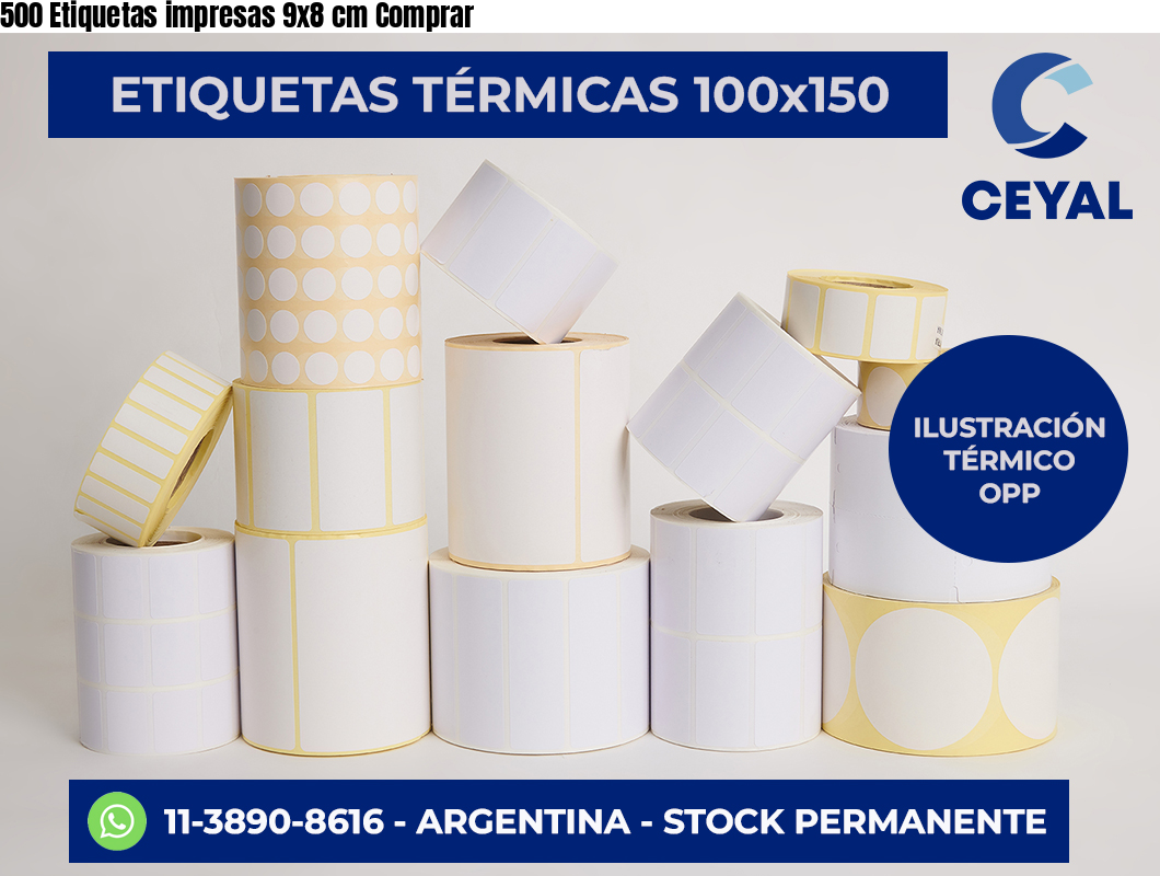 500 Etiquetas impresas 9×8 cm Comprar
