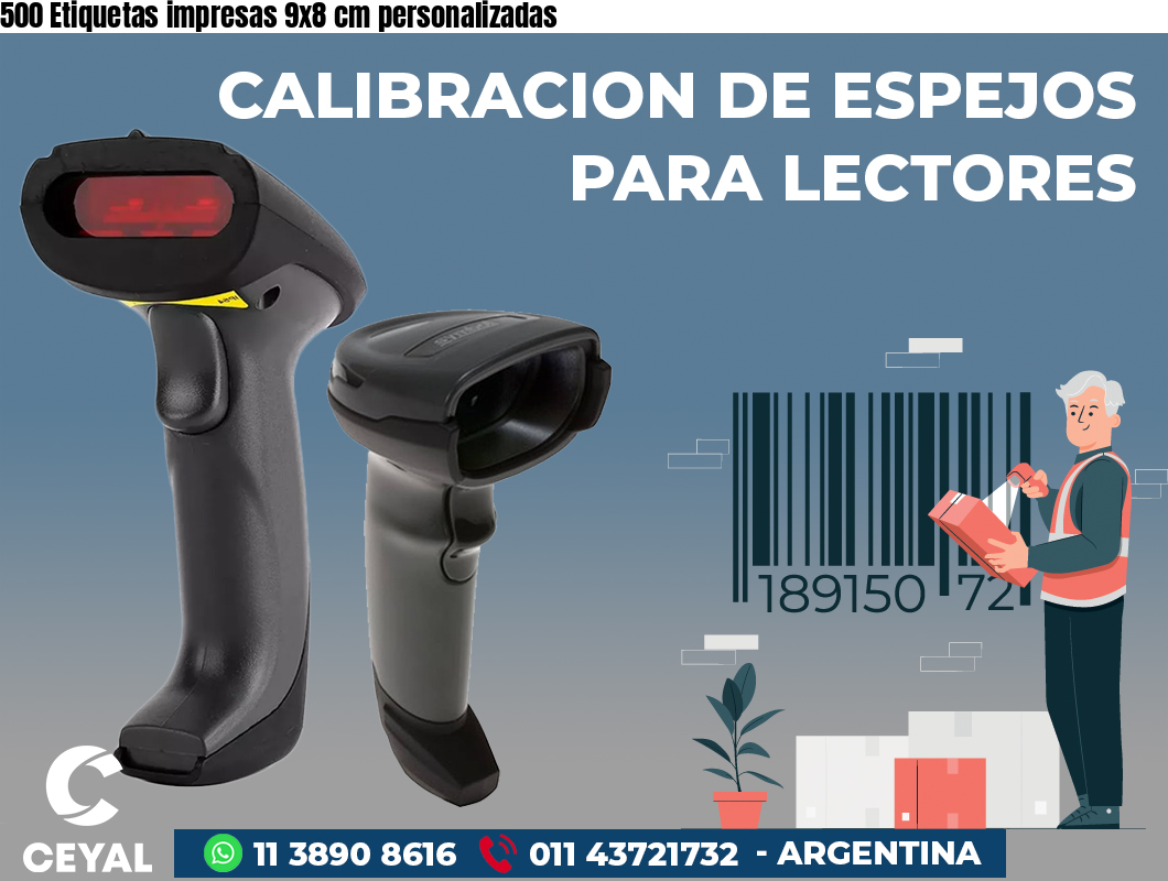500 Etiquetas impresas 9x8 cm personalizadas