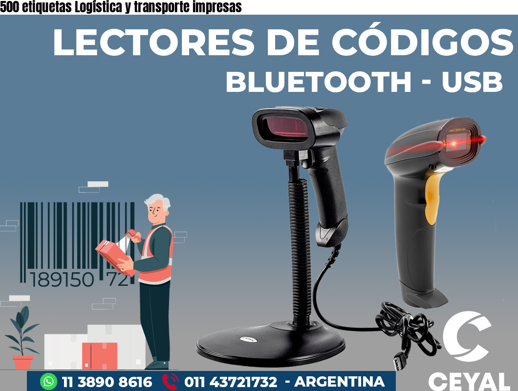 500 etiquetas Logística y transporte impresas