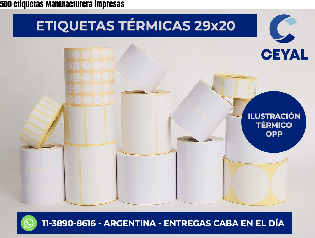 500 etiquetas Manufacturera impresas
