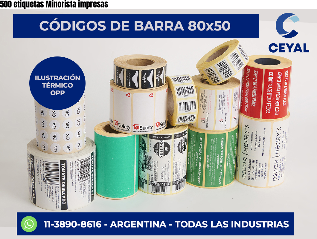 500 etiquetas Minorista impresas