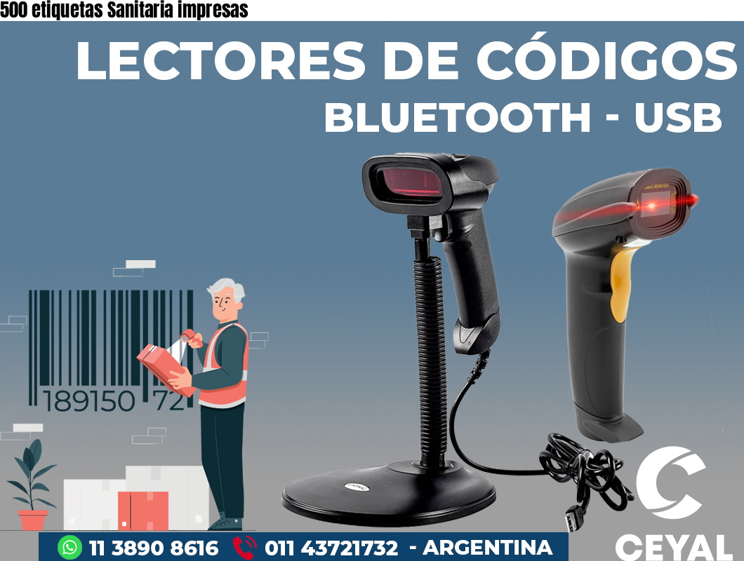 500 etiquetas Sanitaria impresas