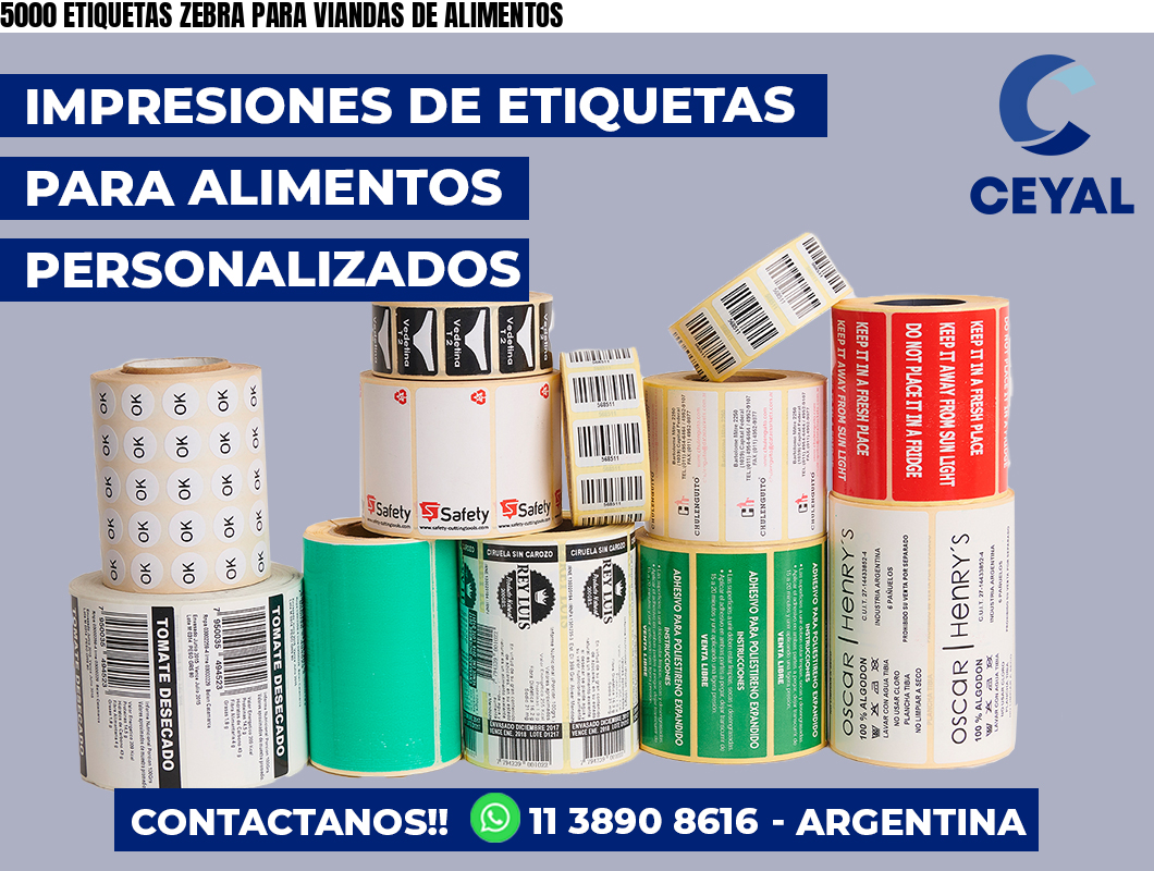 5000 ETIQUETAS ZEBRA PARA VIANDAS DE ALIMENTOS
