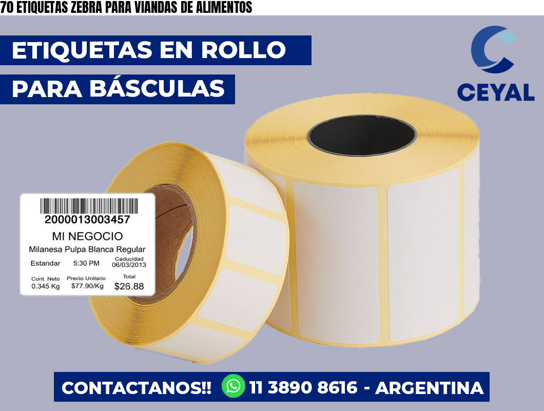 70 ETIQUETAS ZEBRA PARA VIANDAS DE ALIMENTOS