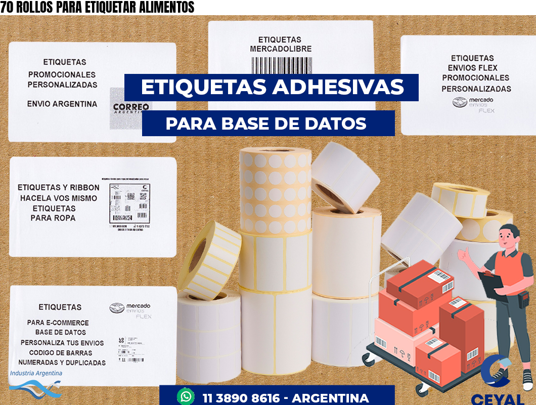 70 ROLLOS PARA ETIQUETAR ALIMENTOS