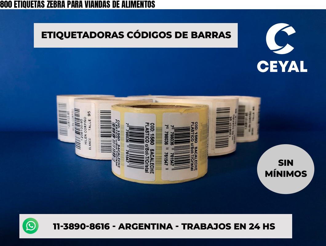 800 ETIQUETAS ZEBRA PARA VIANDAS DE ALIMENTOS