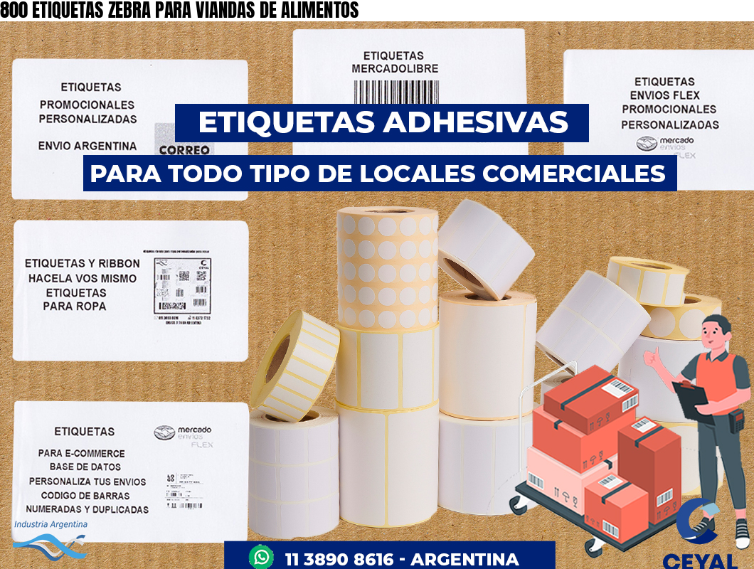 800 ETIQUETAS ZEBRA PARA VIANDAS DE ALIMENTOS