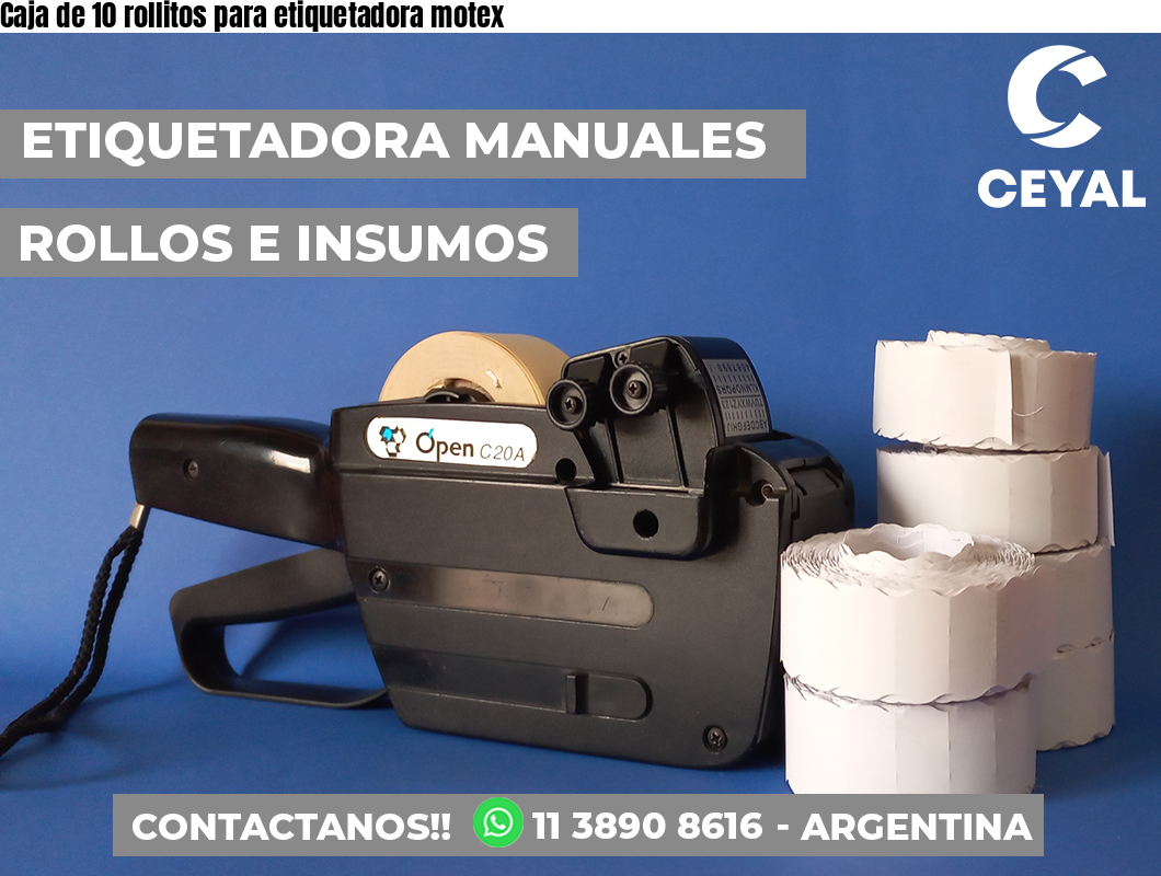 Caja de 10 rollitos para etiquetadora motex