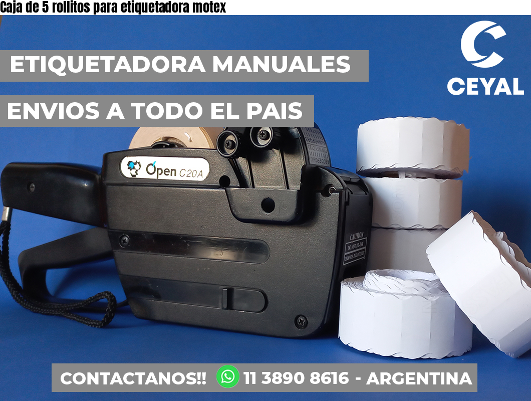 Caja de 5 rollitos para etiquetadora motex