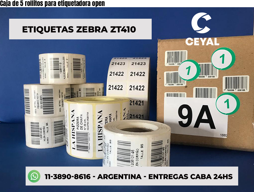 Caja de 5 rollitos para etiquetadora open