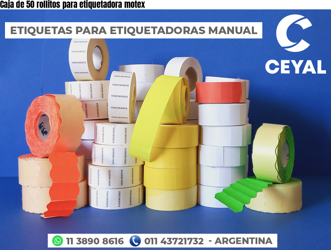 Caja de 50 rollitos para etiquetadora motex