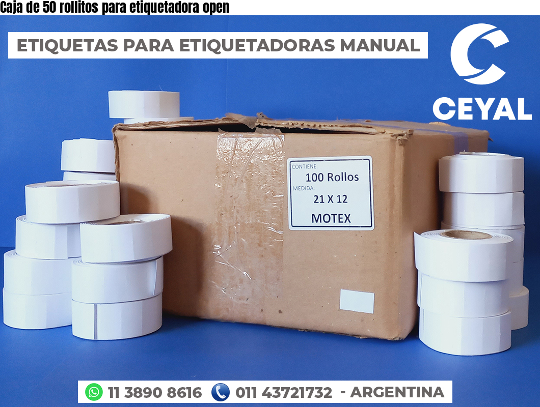Caja de 50 rollitos para etiquetadora open