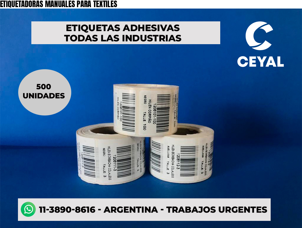 ETIQUETADORAS MANUALES PARA TEXTILES