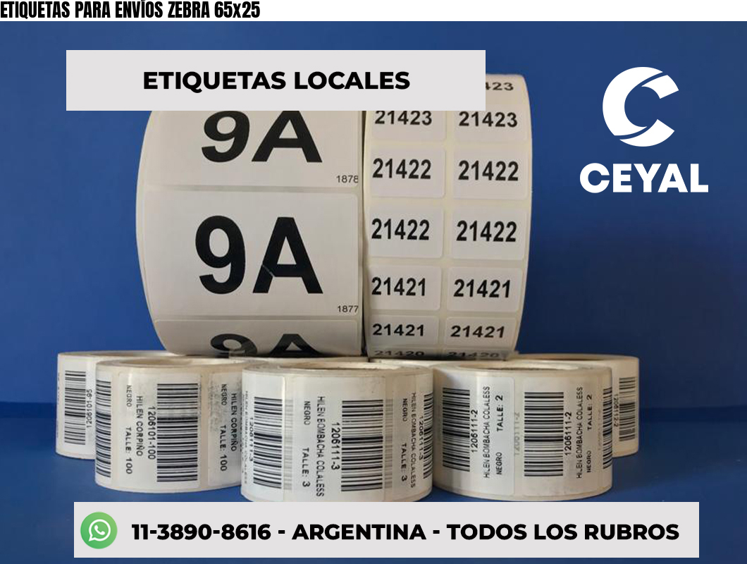 ETIQUETAS PARA ENVÍOS ZEBRA 65x25
