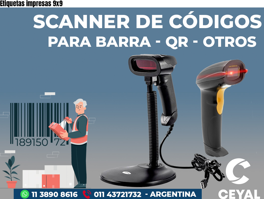 Etiquetas impresas 9x9