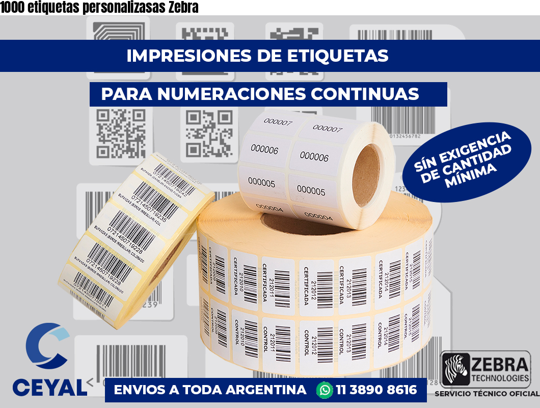 1000 etiquetas personalizasas Zebra