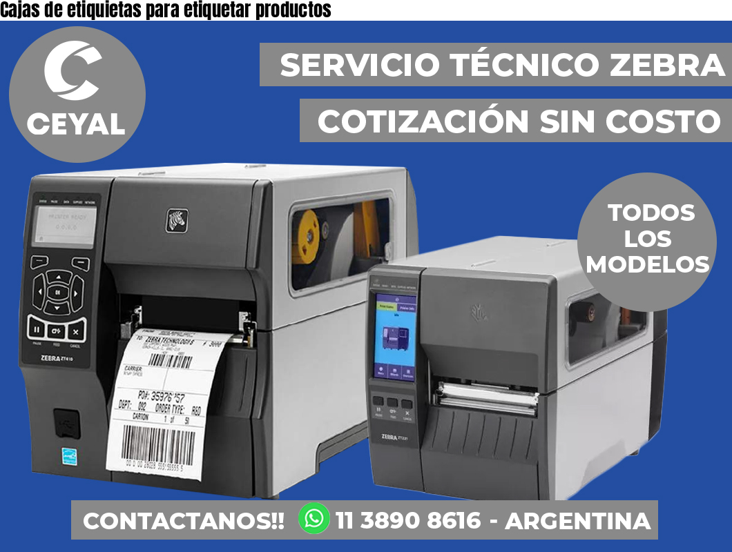 Cajas de etiquietas para etiquetar productos