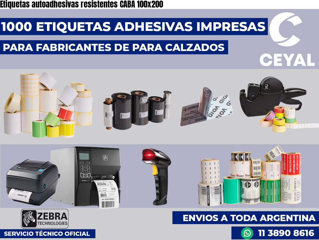 Etiquetas autoadhesivas resistentes CABA 100×200