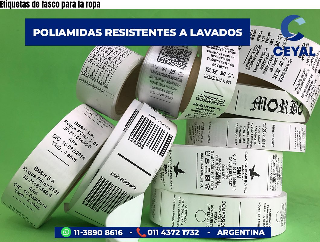 Etiquetas de fasco para la ropa
