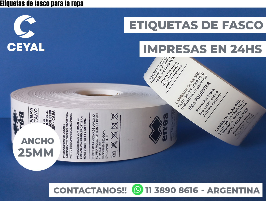 Etiquetas de fasco para la ropa
