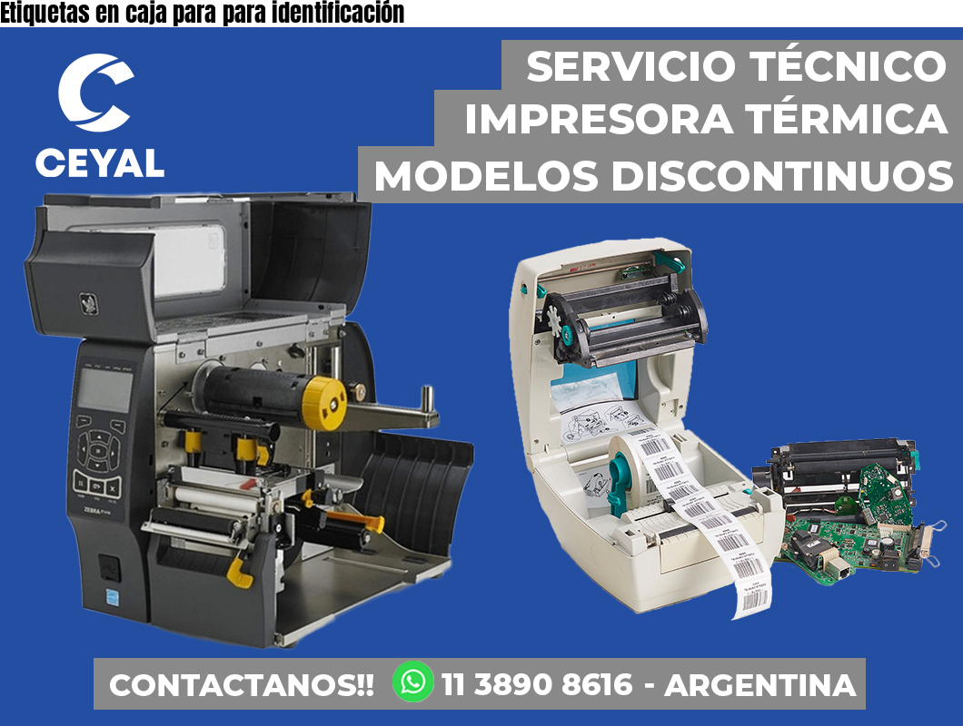 Etiquetas en caja para para identificación