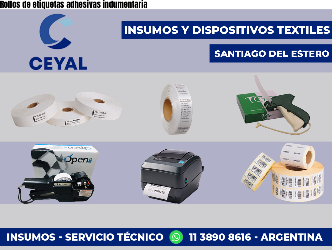 Rollos de etiquetas adhesivas indumentaria