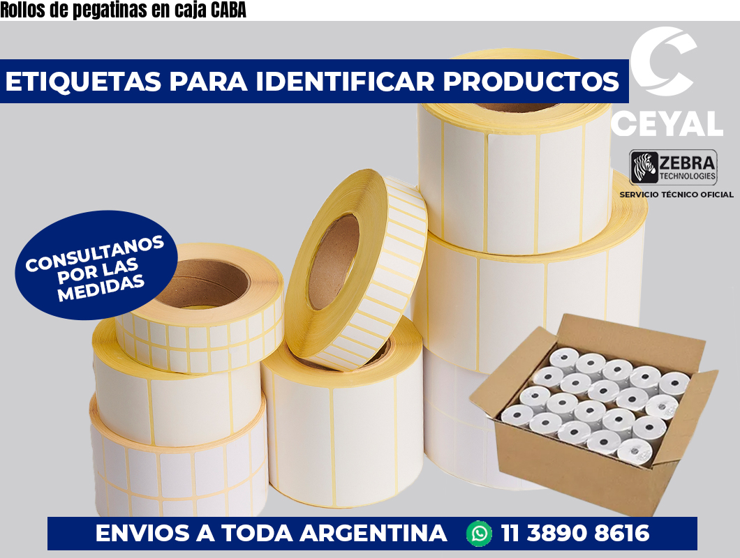 Rollos de pegatinas en caja CABA