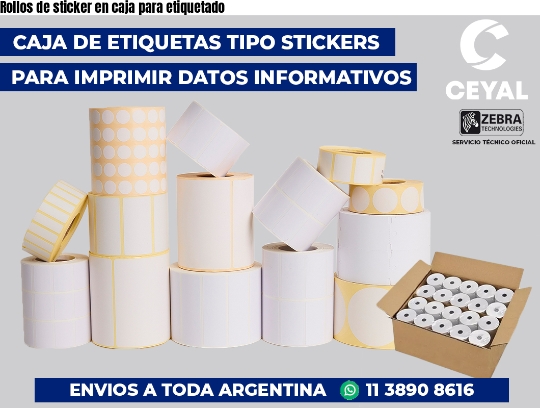 Rollos de sticker en caja para etiquetado