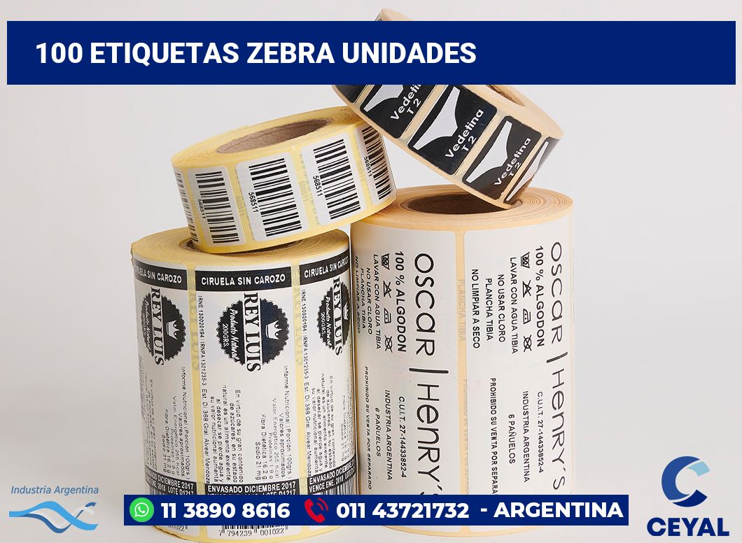 100 Etiquetas zebra unidades