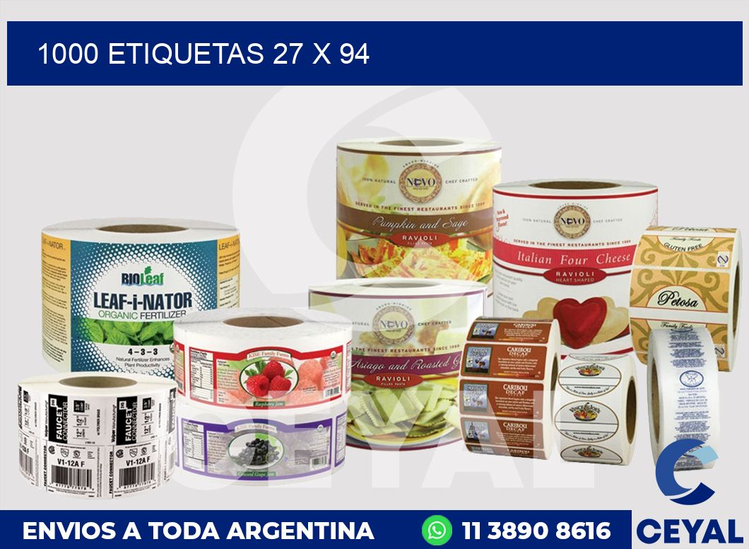 1000 etiquetas 27 x 94