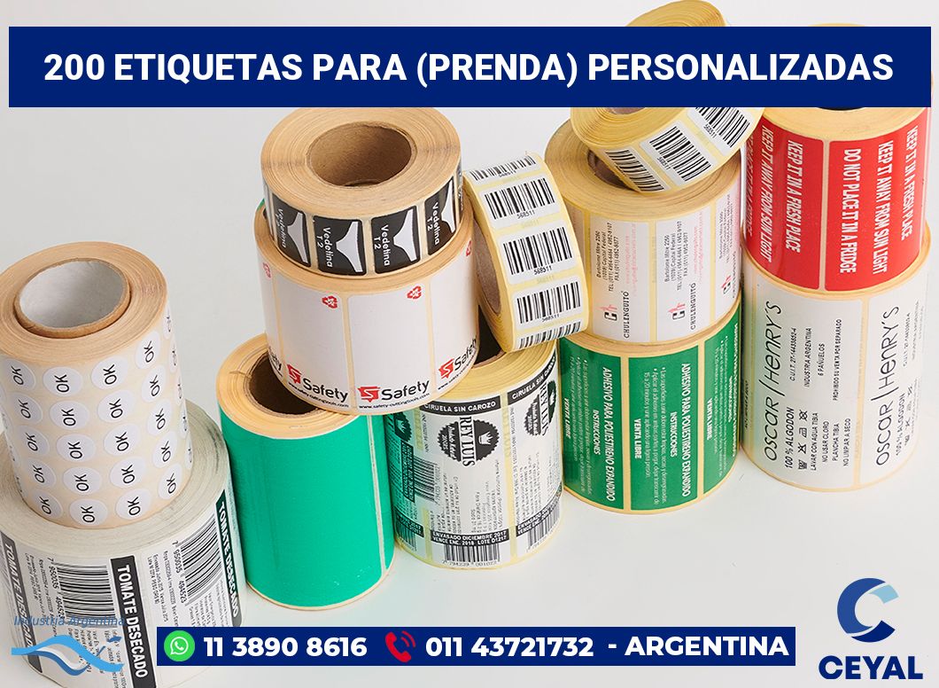 200 Etiquetas para (prenda) personalizadas